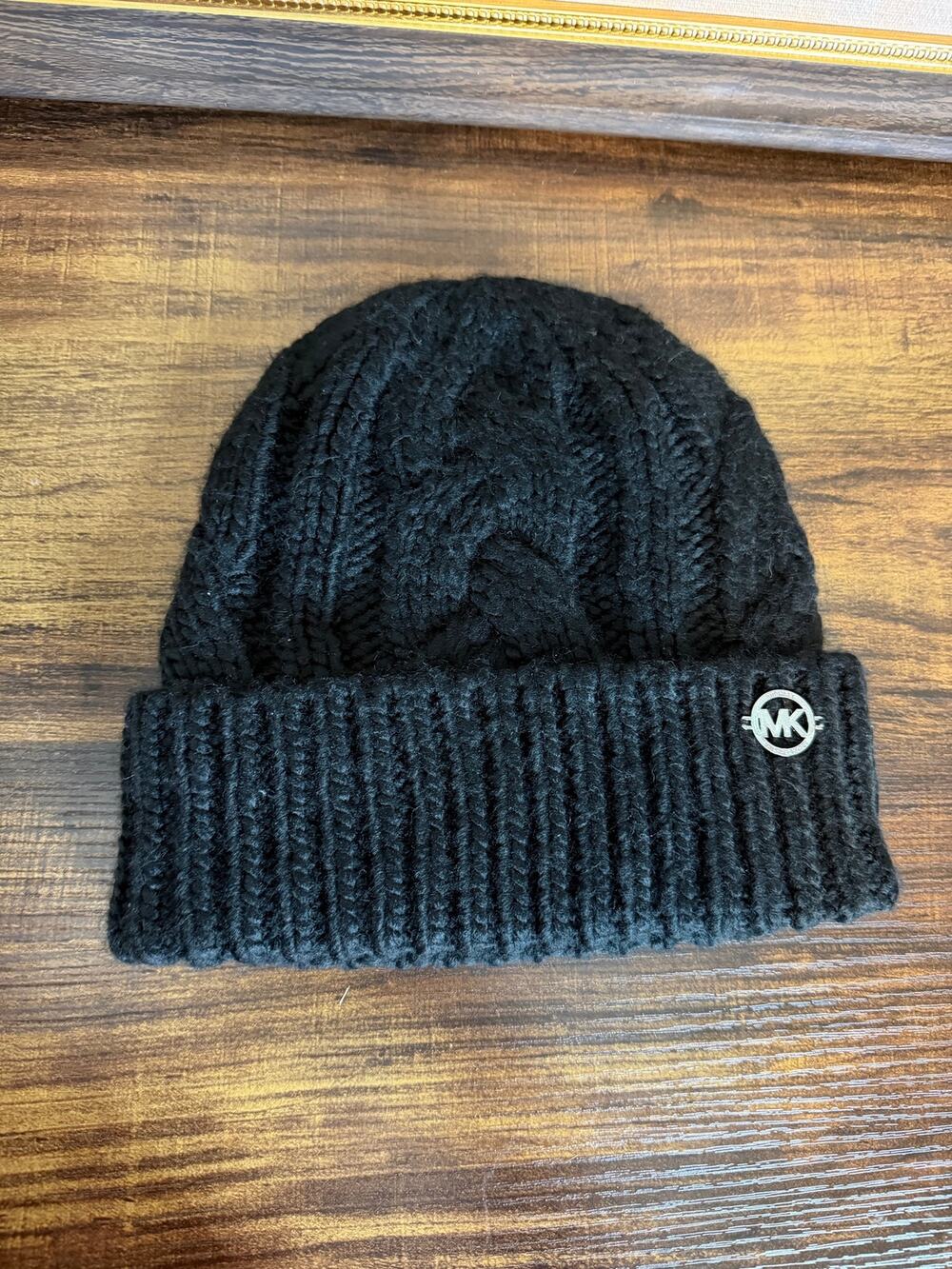 MK Logo Michael Kors Black Knit Beanie Hat